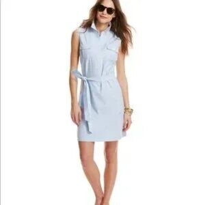 Vineyard Vines Light Blue Sleeveless Cotton Dress Removable Tie Belt Size 2